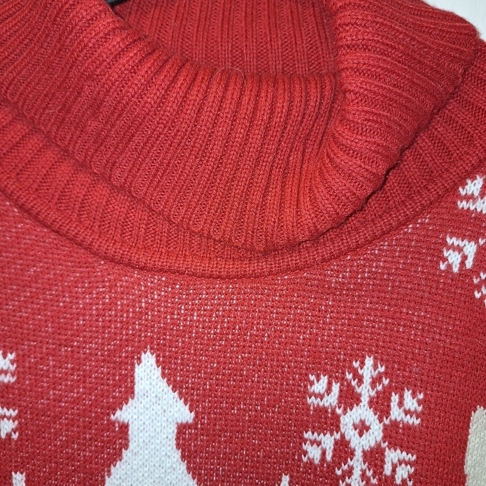 Joseph A Red White Cowl Neck Sweater XL - Picture 4 of 6